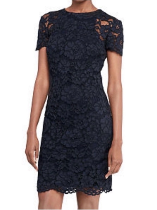 Ralph Lauren Dresses & Skirts - Ralph Lauren Navy Floral Lace Short-Sleeve Sheath Dress